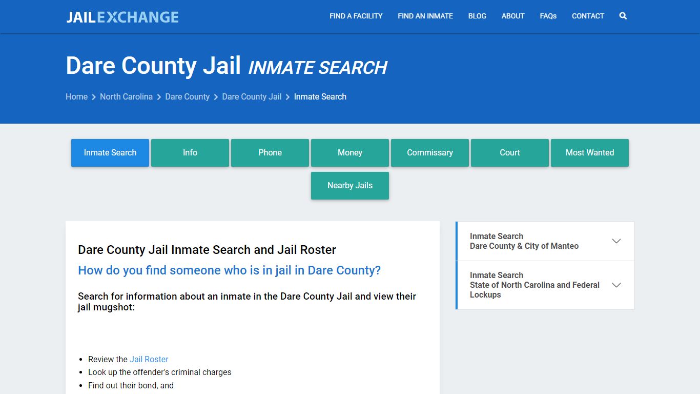 Inmate Search: Roster & Mugshots - Dare County Jail, NC